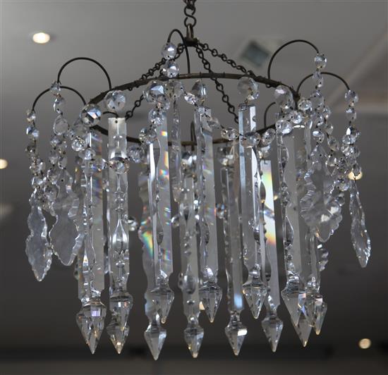 A Victorian cut glass lustre hung chandelier, W.1ft 8in.